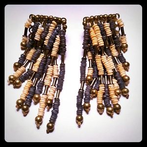 🍭7/$20 Earrings Grey & Cream w/brass